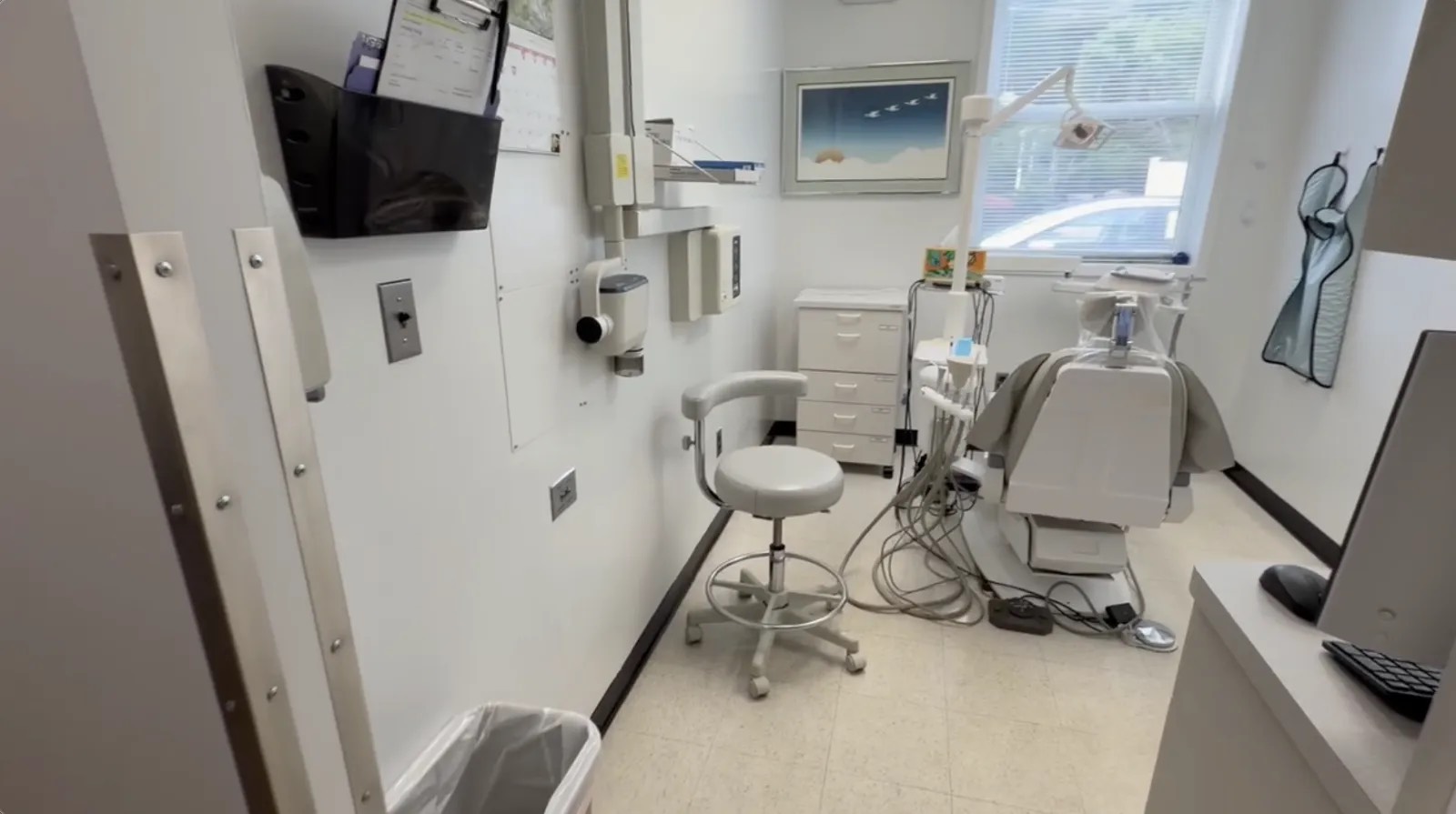 A treatment room set up for a scan and consultation